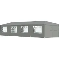 vidaXL Partytent, 1200 x 300 x 255 cm, lichtgrijs, PE en staal