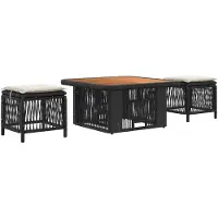 vidaXL Tuinset, 3-delig, beige en crème, van polyrotan