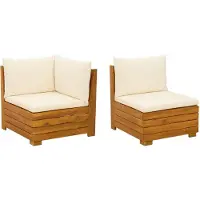 vidaXL Tuin loungeset met kussen 2 Stuk Bruin Massief Acacia Hout