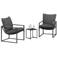 vidaXL Tuinset met 3 zitplaatsen, zwart en antraciet, van staal