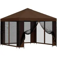 vidaXL Tuin gazebo met zijwanden 3 x 3 m Bruin Polyester en Staal