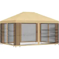 vidaXL Tuinpaviljoen met zijwanden, 4 x 3 meter, crème