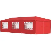 vidaXL - Partytent - 900 - x - 300 - x - 255 - cm - Rood - PE - en - staal