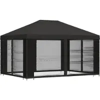 vidaXL Tuin gazebo met zijwanden 4 × 3 m Antracietkleurig