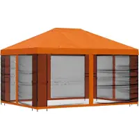 vidaXL Tuinpaviljoen met zijwanden, 4 x 3 meter, oranje