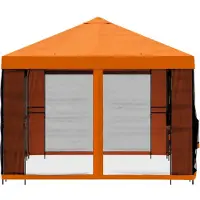 vidaXL Tuin gazebo met zijwanden 4 × 3 m Oranje Polyester en Staal