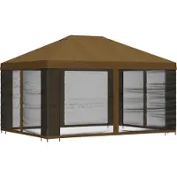 vidaXL Tuinpaviljoen met zijwanden, 4 x 3 meter, taupekleurig
