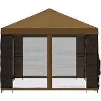 vidaXL Tuin gazebo met zijwanden 4 × 3 m Taupe Polyester en Staal