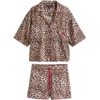 Rockett St George Korte pyjama beige / bruin / lichtbruin / donkerrood