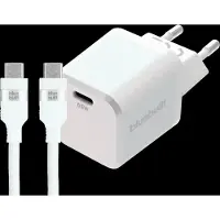 BlueBuilt 65W GaN Usb C Oplader Wit + Usb C Kabel 240W 2m Nylon Wit