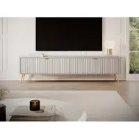 Vente-unique Tv-meubel met 2 deurtjes van mdf - Beige en goudkleurig - ELONARIA van Pascal Morabito