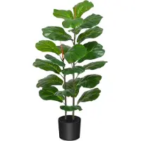 Happiq Kunstmatige Vioolblad Vijgenboom - Voor Binnen, Buiten & Kantoor - Tropische Nepplant met Natuurlijke Houten Stam - 39 Inch - Groen