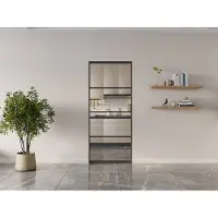 Vente-unique Schuifdeur met klamplaagsysteem - aluminium en transparant gehard glas - H205 x L93 cm - SINCA II
