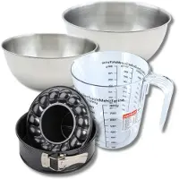 Zenker Bakkersset met springvorm en savarinvorm 24 cm, 2 mengkommen, maatbeker en spatel