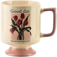 Mondex Beker op voet Porselein REJKA Tulpen 8x11,5x10,5 cm Roze 1 stuk