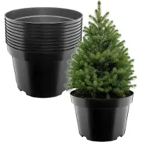 Garronda Set van 10 ronde kunststof kweekpotten met drainagegaten voor tuin (Zwart, Ø38 x 25 cm (20L)) GD-KW-RL