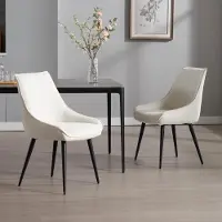 Glamour Design Eetkamerstoelen Set van 2 – Luxe Gestoffeerde Armstoel in Chenille – Comfortabele Keuken- & Woonkamer Stoelen – 51,5 x 56 x 85 cm – Wit