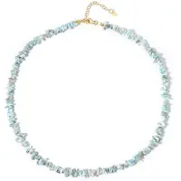 Cavill - Zilveren halsketting met gouden plating - 925 Sterling zilver - Natuurlijke larimar 83,4 ct - Elegante verstelbare ketting 45-50 cm