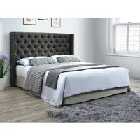 Vente-unique Gecapitonneerd hoofdbord - 170 cm - Stof - Grijs - MASSIMO II L 173 cm x H 125 cm x D 20 cm