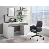 Vente-unique Bureau met opbergruimte SERGUEI - Wit gelakt MDF