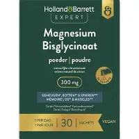 Holland & Barrett 1+1 gratis | Expert Magnesium Bisglycinaat Poeder 300 mg - 30 sachets
