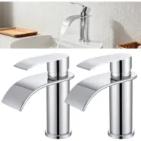 CECIPA MAX Wastafelkraan - (2 Set) - Badkamerkraan - Watervalkraan - Mengkraan - Badkamer Kraan - lavabokraan - Warm en Koud - Waterbesparend - Chroom
