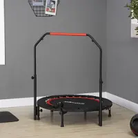 OKWISH Fitnesstrampoline – Verstelbare Handgreep Met Monitor – 102 Cm – Kunststof En Staal – Zwart – Opvouwbaar