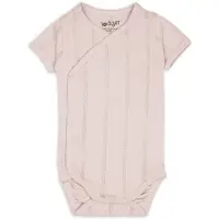 Lodger Romper met korte mouwen - Pointelle - Roze - Maat 62 - bio katoen - Overslag romper