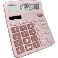 LONGZIMING - Bureau Rekenmachine - 12 Cijfers - Grote LCD Display Calculator Met Grote Knoppen Voor Kantoor, School En Thuisgebruik - Roze