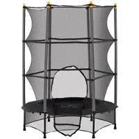 OKWISH Kind Trampoline – Veiligheidsnet – 140 x 140 x 190 cm – Kunststof – Zwart – Voor Binnen En Buiten – Tot 50 kg