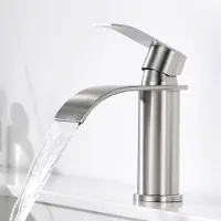 CECIPA MAX Wastafelkraan - Gebürstete - Waterval Kraan - Breed Waterstraal - Waterbesparend - Montagegat Ø32-35 mm - Warm en Koud - Mengkraan