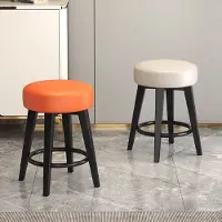 Glamour Set van 2 Ronde PU Leren Eetkamerstoelen met Metalen Poten 32D x 32W x 45H cm Modern Design Keuken- en Woonkamerstoelen Rood/Zwart