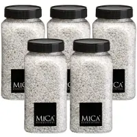 Mica Decorations decoratie stenen/granulaat - 5x - 650ml - wit - hobby steentjes