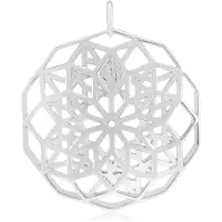 Cavill - 925 Sterling Zilver Geplatineerde Hanger - Geometrische Filigrain Bloemblaadjes - Elegant 33x29 mm - Dames Sieraden