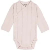Lodger Romper met lange mouwen - Pointelle - Roze - Maat 68 - bio katoen - Overslag romper