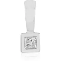 Cavill - Zilveren Hanger - 925 Sterling Zilver Rhodium - 0,054 ct I3 H Diamant Prinsessenslijpsel - Minimalistisch Vierkant Bezet