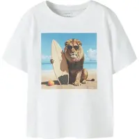 Name it MINI T-shirt wit Jongens Katoen Ronde hals Printopdruk - maat 98