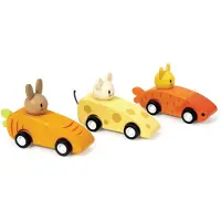 Mentari Voertuigen - Racewagens Dierenvrienden - 3 Pull Back Racewagens - Hout - 3 Jaar