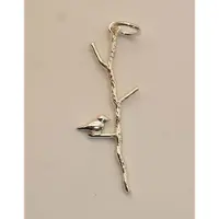 925 Zilveren hanger van vogel op tak - tak met vogel hangertje gemaakt van zilver - leuke natuur item halshangertje - vogeltje kettinghanger - vrouwelijke hangertje van een vogeltje op een tak