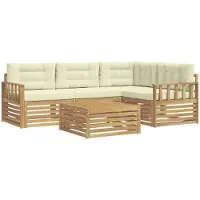 vidaXL Buiten bank set 6 st Wit en crèmekleurig Polyester