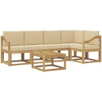 vidaXL Buiten bank set 6 st Wit en Beige Massief Acacia Hout
