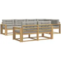 vidaXL Buiten bank set 6 st Wit en Lichtgrijs Polyester