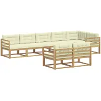 vidaXL Buitenloungeset, 6-delig, wit en crème, polyester