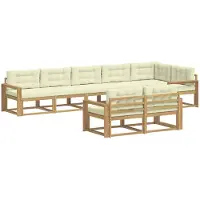 vidaXL Buiten bank set 6 st Wit en crèmekleurig Polyester