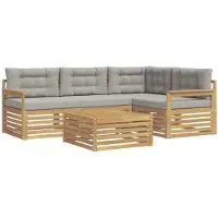 vidaXL Buiten bank set 6 st Wit en Lichtgrijs Polyester