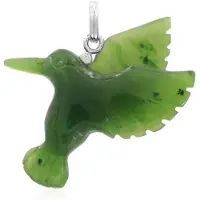 Cavill - Zilveren Hanger 925 Sterling Zilver - 22,08 ct Canadese Groene Jade - Kolibrie design - Platina coating - Elegante sieraden