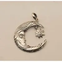 925 Sterling zilveren hanger van maan met ster - Maan hangertje van zilver voor aan ketting - maan met ster hanger - leuke zilveren hanger van de maan - silver pendant moon with star