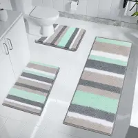 Unyqoos Comfortabele en Luxe 3-Delige Badkamermatten Set voor Stijl en Veiligheid