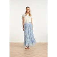 Smashed Lemon Zwierige maxi-rok met geborduurde print en stroken |