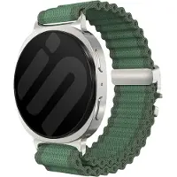 Strap-it Outdoor nylon bandje met P-buckle - horlogebandje geschikt voor Samsung Galaxy Watch 8 40mm / 8 44mm / 8 Classic 46mm - groen/zilver